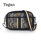 Black neoprene crossbody bag by Threaded Pear featuring adjustable strap and sleek design, perfect for everyday use.