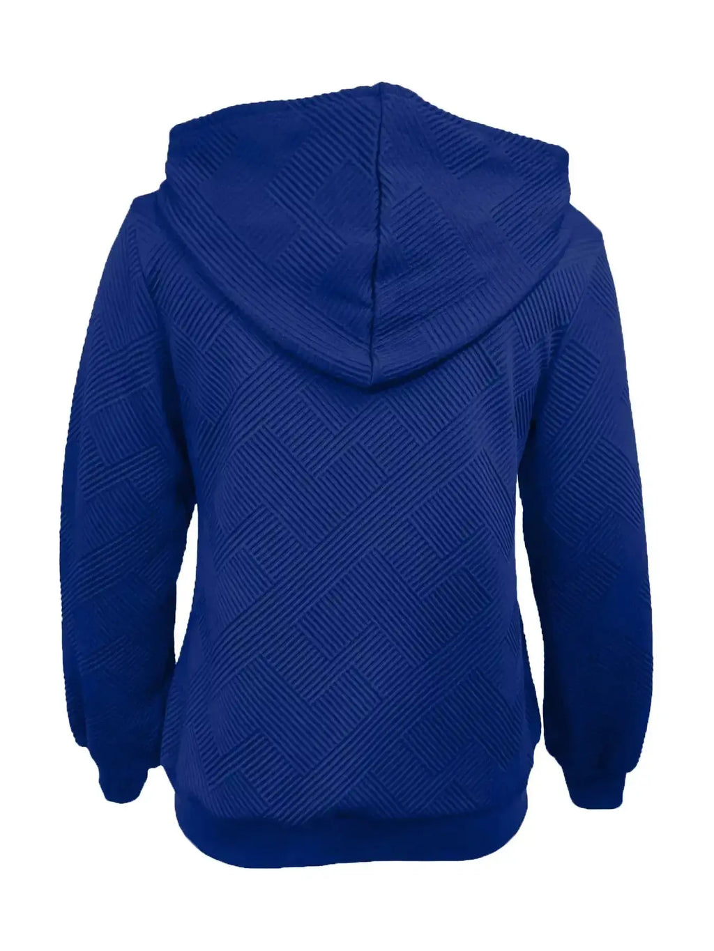 Women's textured zip-up hoodie with adjustable drawstring from Plush Fashion Hub, featuring a cozy, stylish design and soft fabric.