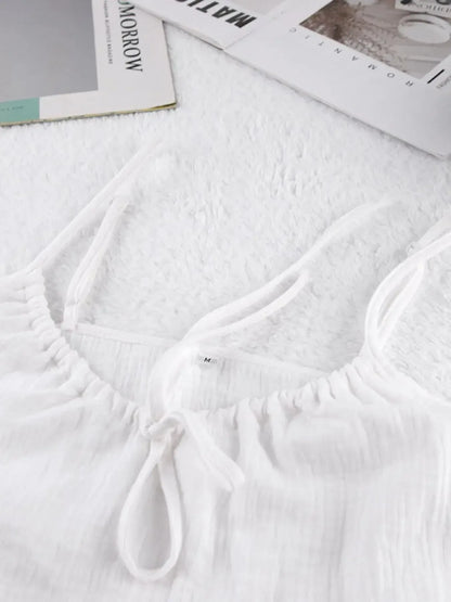 Tie Front Cami and Shorts Lounge Set - Plush Fashion Hub