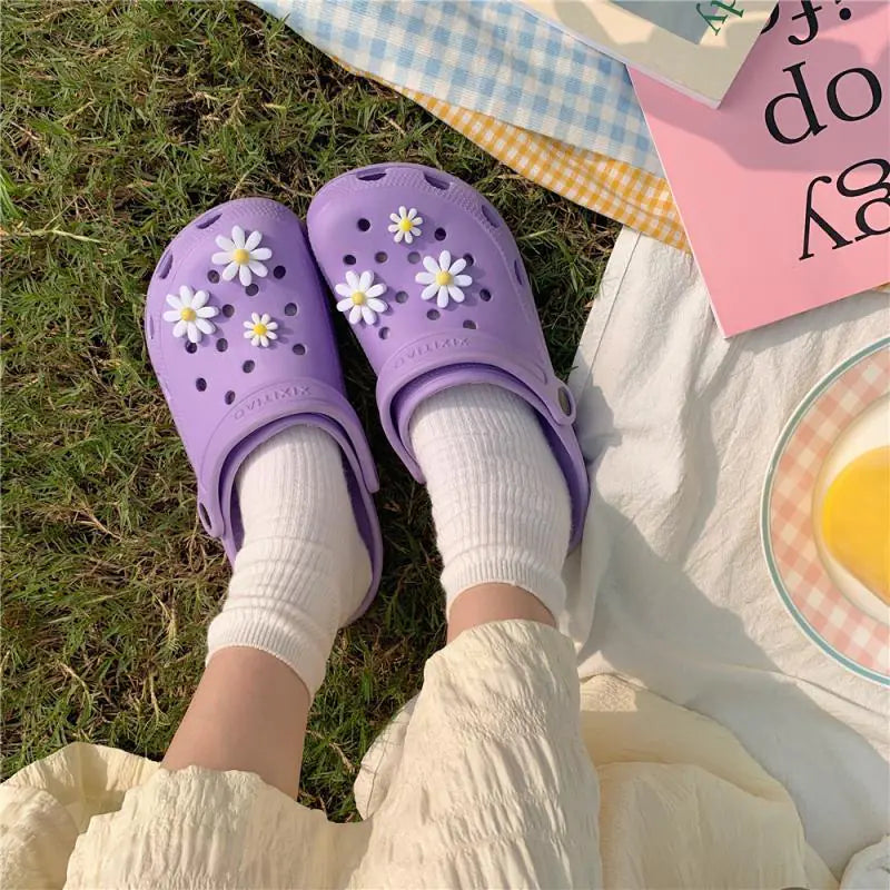 Women's summer hole sandals with open toes and slip-on design, featuring stylish cut-outs and comfortable sole from Trendy Attic Store01