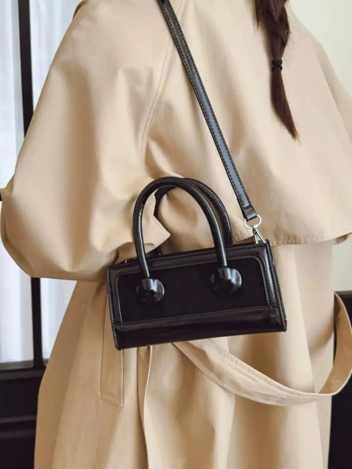 Premium leather top handle crossbody bag by Plush Fashion Hub, structured handbag with durable design and elegant style.