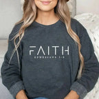 Trendy Faith Bible Verse Christian sweatshirt by Plush Fashion Hub featuring religious design on soft casual apparel.