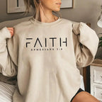 Trendy Faith Bible Verse Christian sweatshirt by Plush Fashion Hub, featuring religious print and comfortable crewneck design.