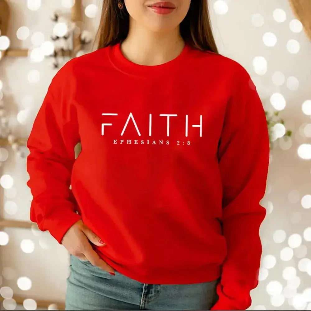 Trendy Faith Bible Verse Christian sweatshirt by Plush Fashion Hub, featuring religious text and comfortable crewneck design.