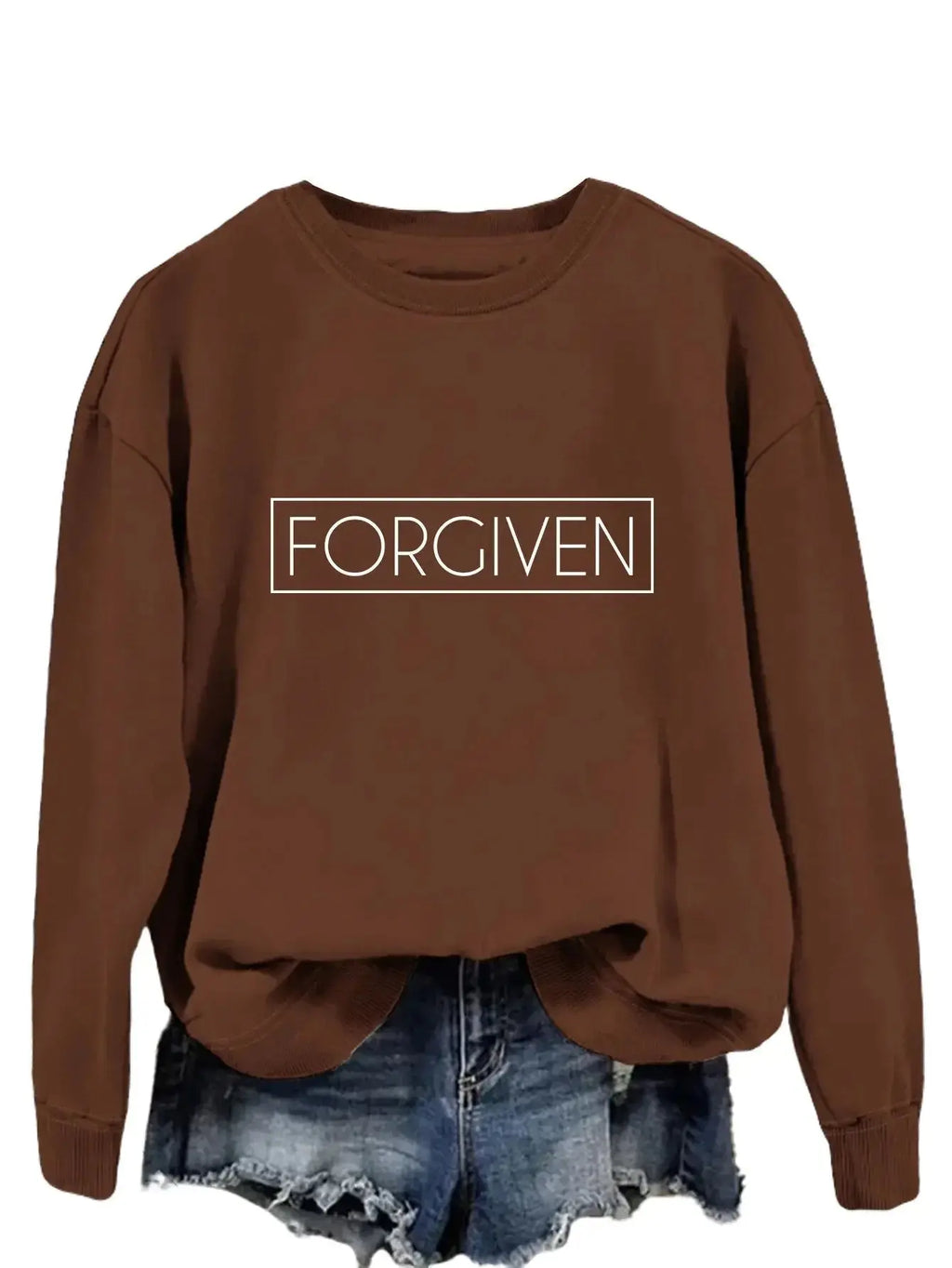 Women's loose long sleeve cotton sweatshirt by Plush Fashion Hub, relaxed pullover with trendy, casual fit and comfortable fabric.