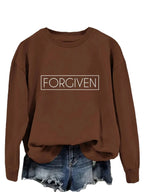 Women's loose long sleeve cotton sweatshirt by Plush Fashion Hub, relaxed pullover with trendy, casual fit and comfortable fabric.