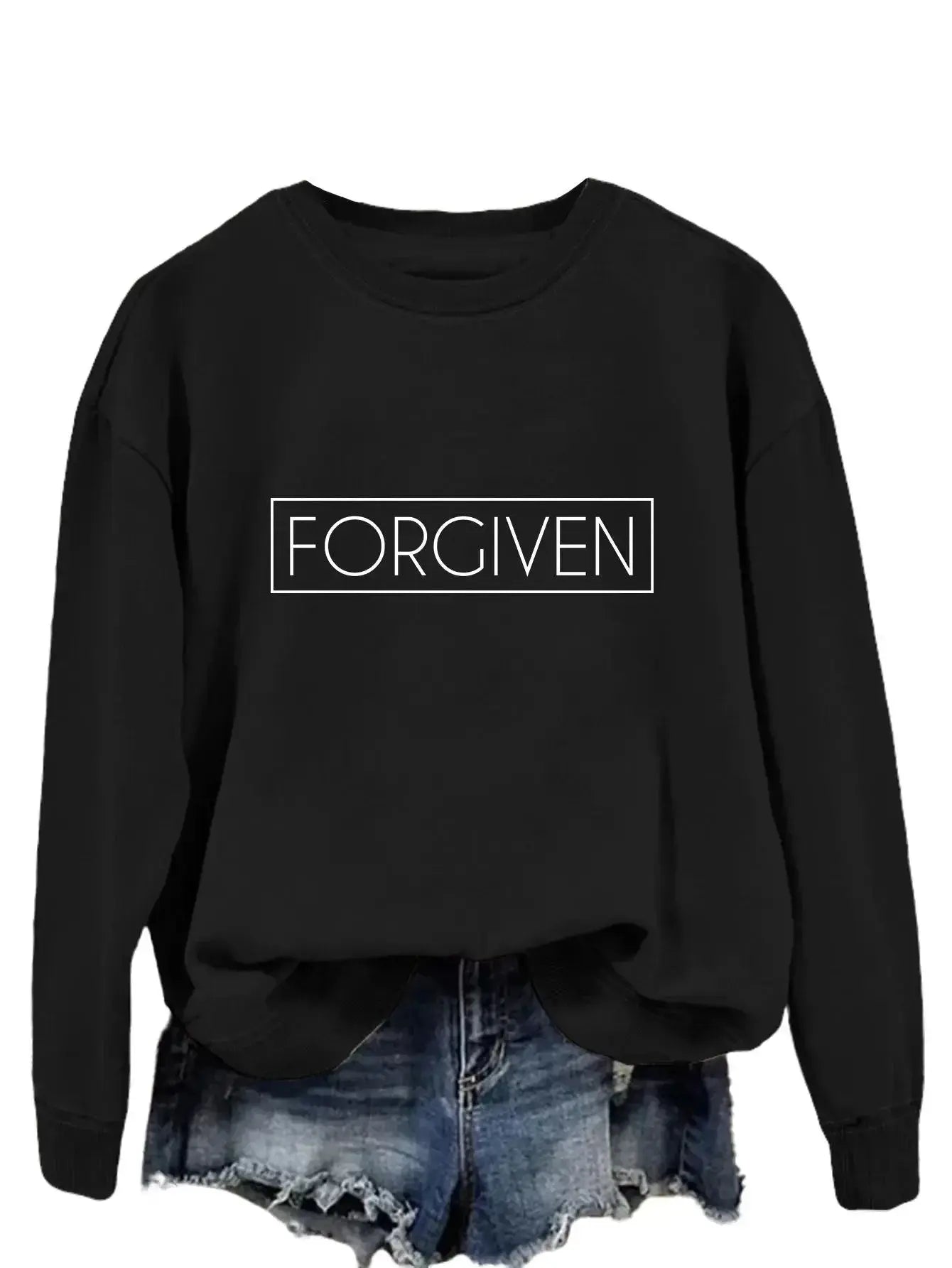 Women’s loose long sleeve cotton sweatshirt by Plush Fashion Hub, relaxed fit pullover with trendy casual style.