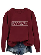 Women's loose long sleeve cotton sweatshirt by Plush Fashion Hub, relaxed pullover with trendy, comfortable fit.