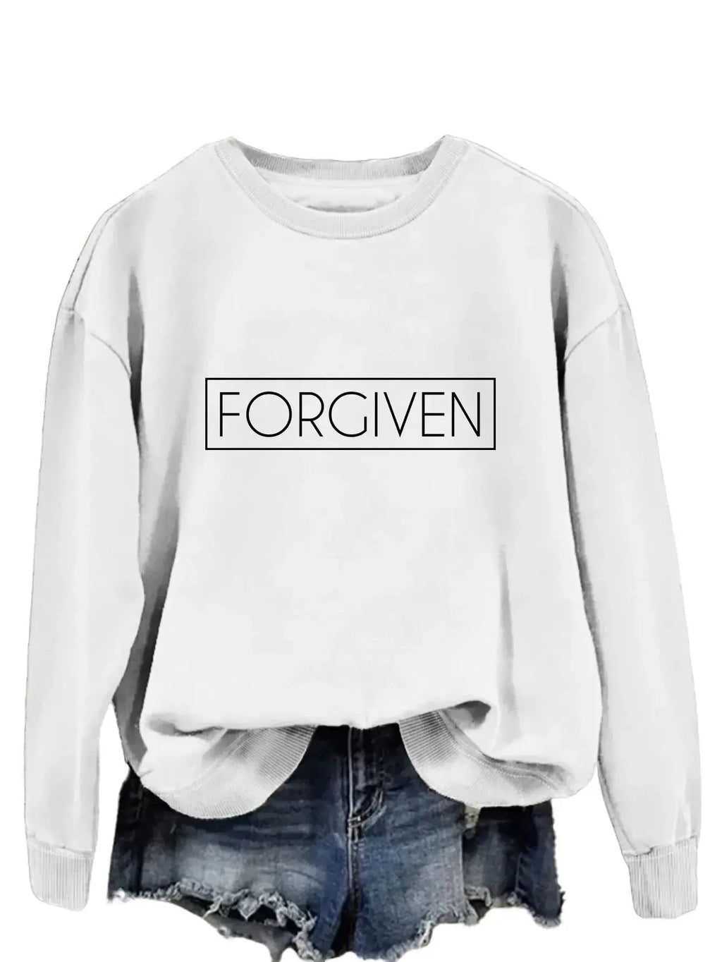 Women's loose long sleeve cotton sweatshirt by Plush Fashion Hub, relaxed fit pullover in trendy casual style.