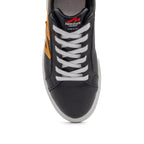 Black and gold two-tone lowtop sneakers by BLKSWN Footwear, featuring a stylish design and comfortable fit.