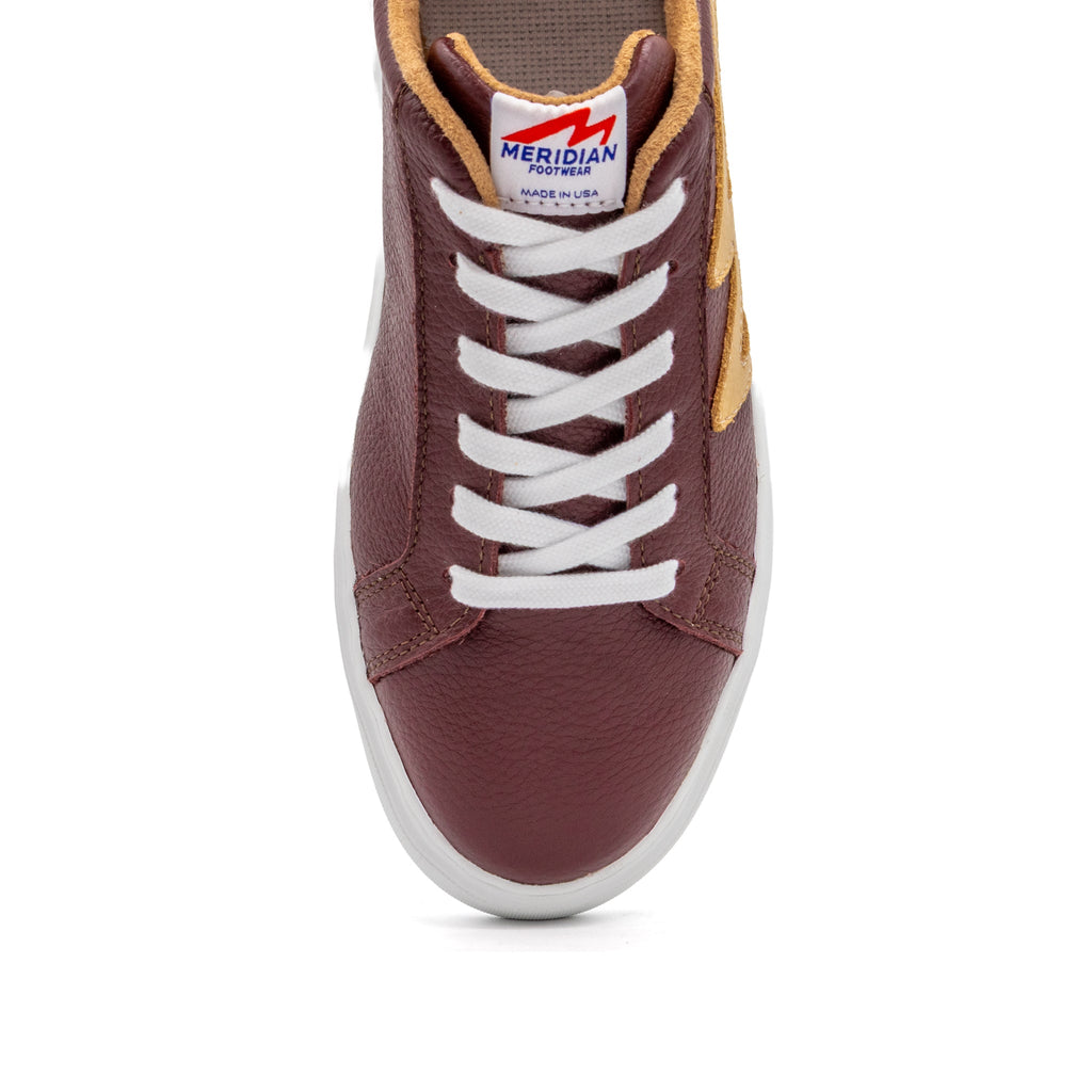 BLKSWN Footwear 601 two-tone lowtop sneakers in maroon and old gold, featuring a stylish two-tone design and casual sneaker style.