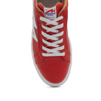 BLKSWN Footwear 601 Two-Tone lowtop sneakers in red berry and white with stylish two-tone design.