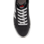 Black and white two-tone lowtop sneakers by BLKSWN Footwear, featuring a stylish contrast design and classic silhouette.