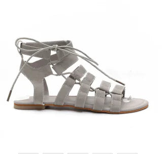 Plus size European style gladiator sandals for women with multiple straps, natural tan color, trendy design from Trendy Attic Store01