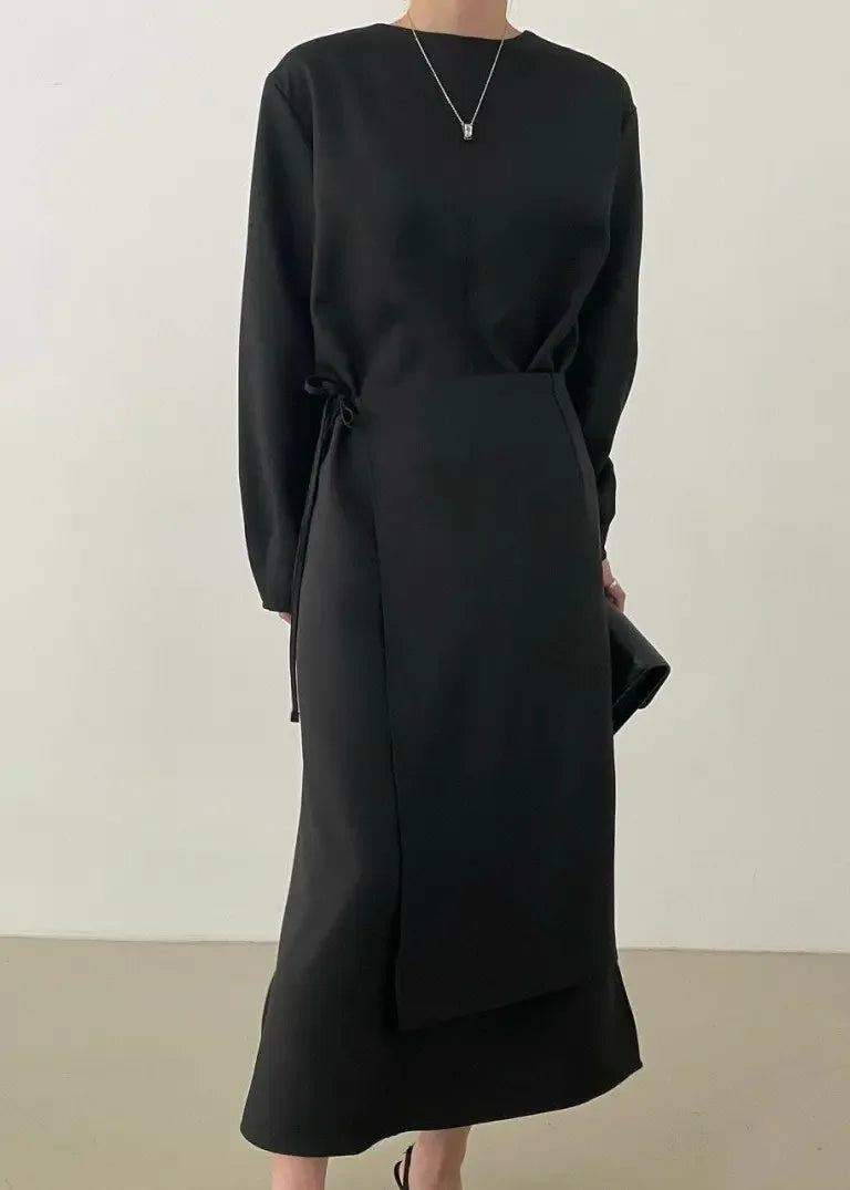 Unique Lace-up 2-pieces Long Dress - Plush Fashion Hub