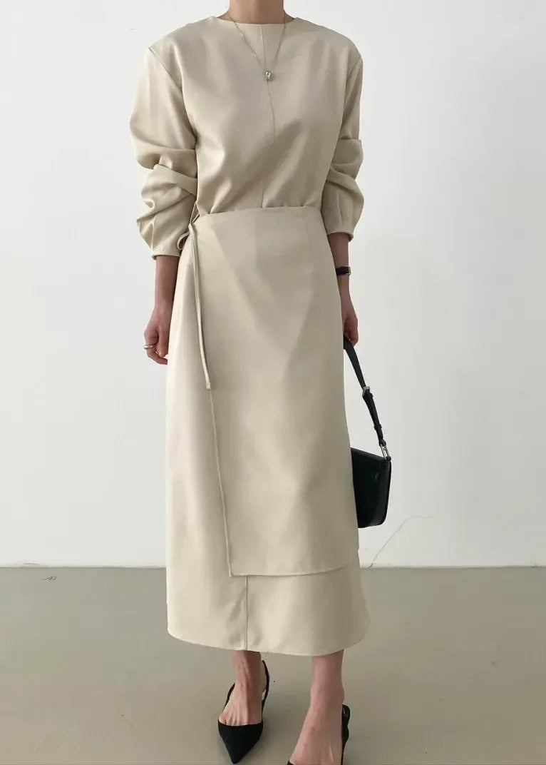 Unique Lace-up 2-pieces Long Dress - Plush Fashion Hub