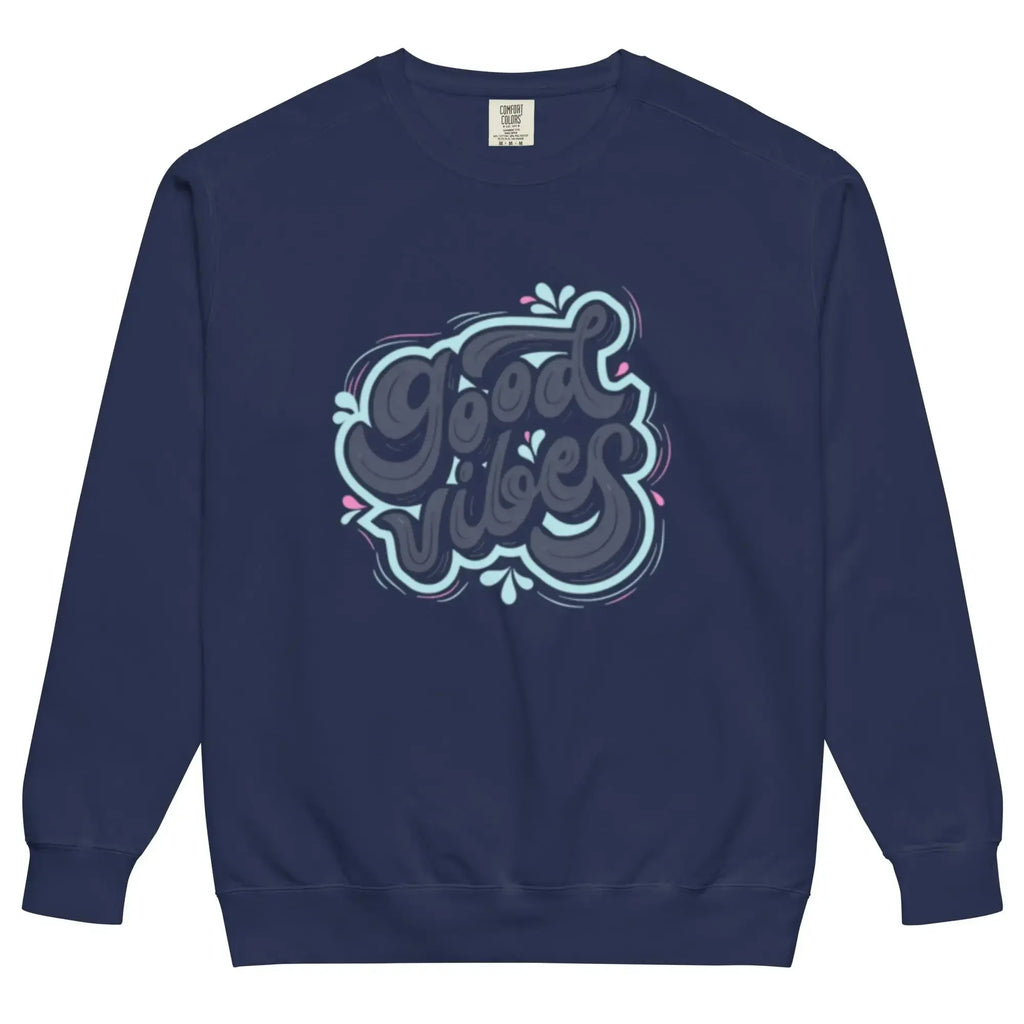 Unisex garment-dyed fleece sweatshirt from Plush Fashion Hub featuring a soft vintage wash crewneck design.