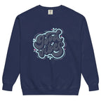 Unisex garment-dyed fleece sweatshirt from Plush Fashion Hub featuring a soft vintage wash crewneck design.