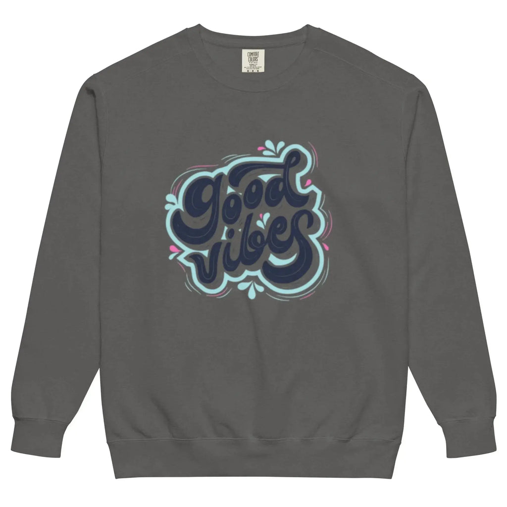 Unisex garment-dyed fleece sweatshirt by Plush Fashion Hub with soft vintage wash and classic crewneck style.
