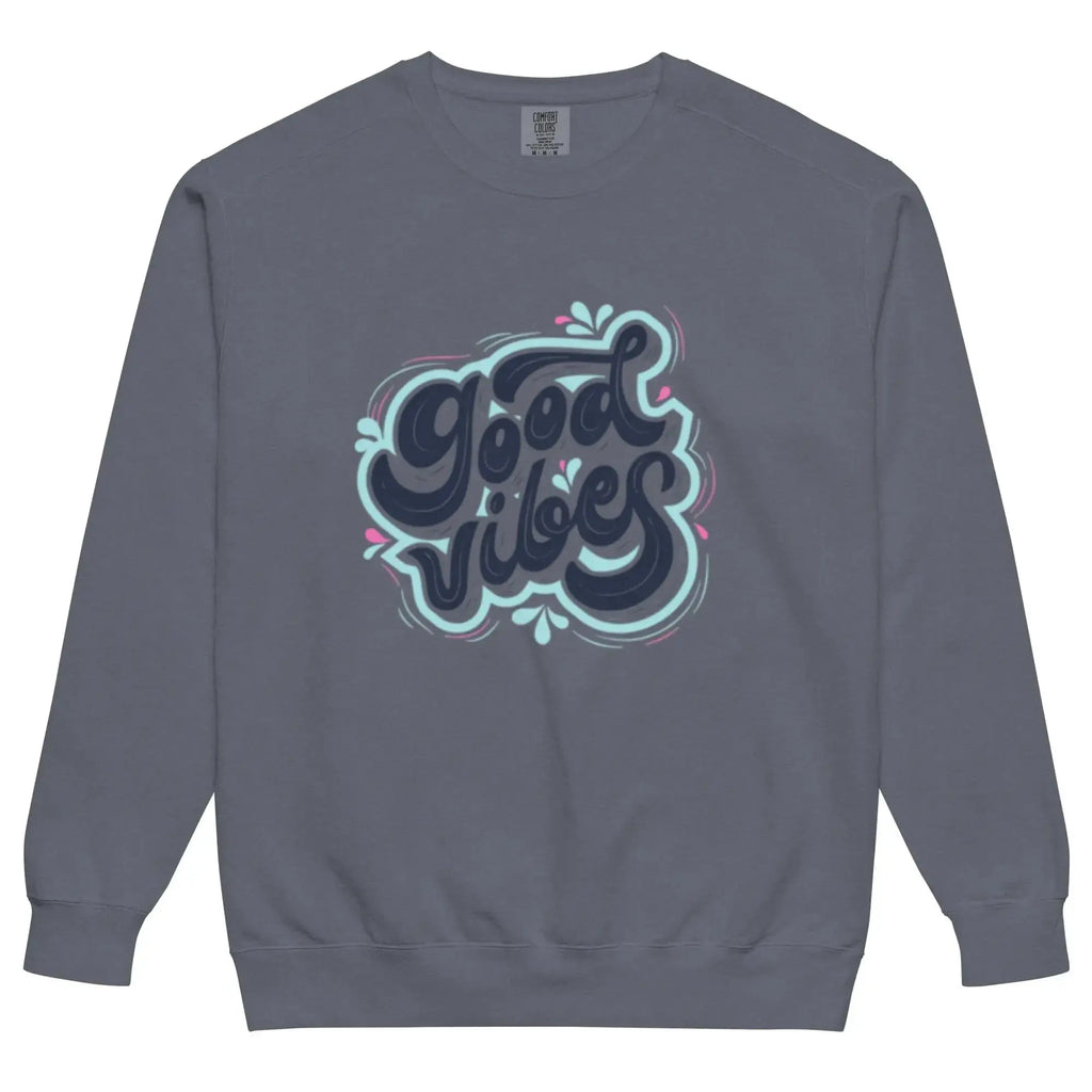Unisex garment-dyed fleece sweatshirt by Plush Fashion Hub with soft vintage wash and crewneck design.