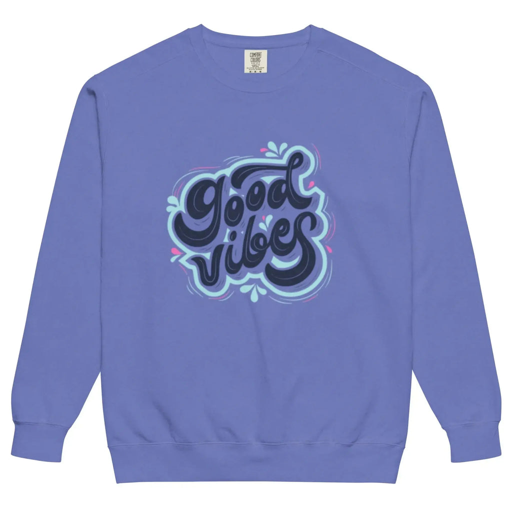 Unisex garment-dyed fleece sweatshirt by Plush Fashion Hub with soft vintage wash and crewneck style.
