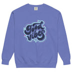 Unisex garment-dyed fleece sweatshirt by Plush Fashion Hub with soft vintage wash and crewneck style.