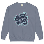 Unisex garment-dyed fleece sweatshirt by Plush Fashion Hub with soft vintage wash, crewneck, cozy and stylish casual wear.