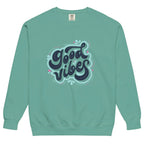 Unisex garment-dyed fleece sweatshirt by Plush Fashion Hub with soft vintage wash and crewneck design.