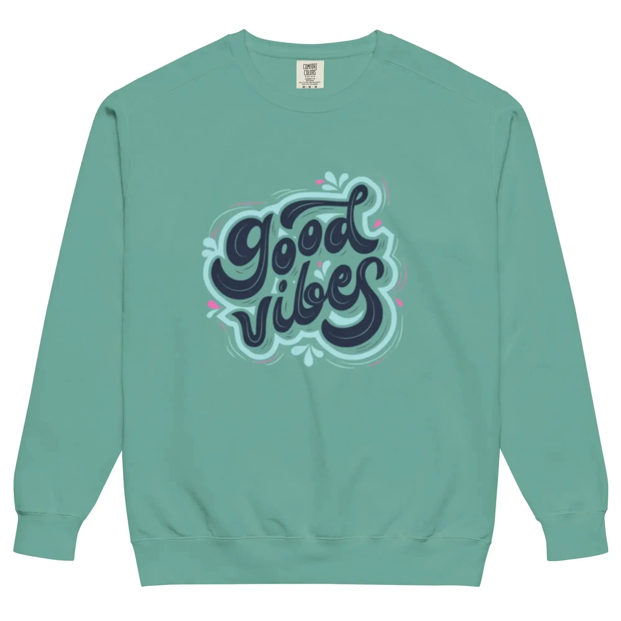 Unisex garment-dyed fleece sweatshirt by Plush Fashion Hub with soft vintage wash and crewneck design.