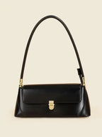 Urban solid leather shoulder bag by Plush Fashion Hub, minimalist zip-up crossbody handbag with sleek design and top zipper closure.