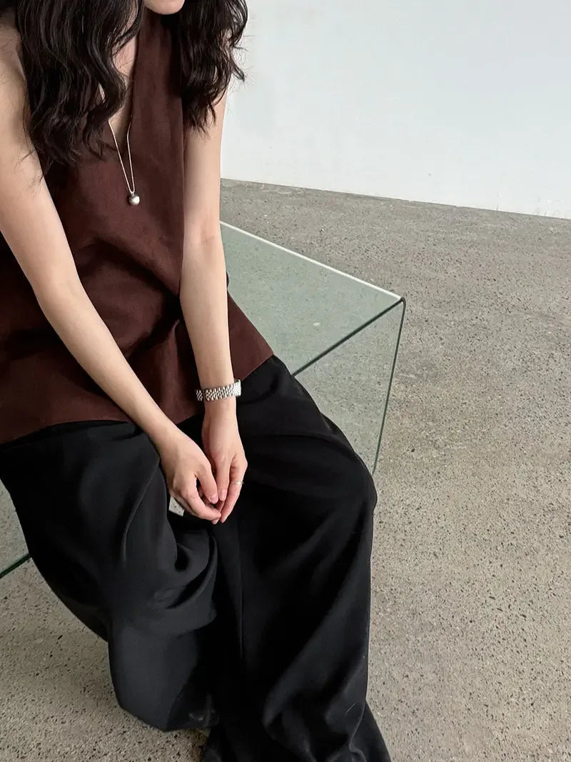 V-Neck Linen T-Shirt - Plush Fashion Hub