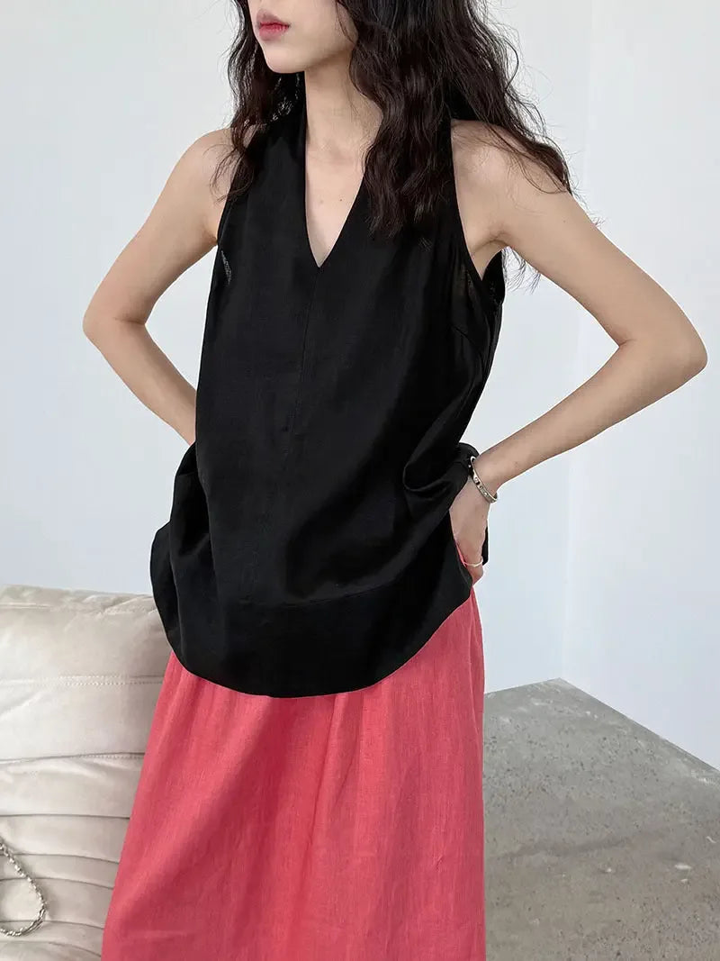 V-Neck Linen T-Shirt - Plush Fashion Hub