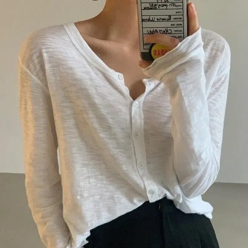 V-Neck Slim Fit Versatile Single Breasted Cardigan - Plush Fashion Hub