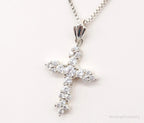 Vintage cubic zirconia cross pendant necklace in sterling silver, stylish jewelry from Plush Fashion Hub.