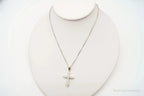 Vintage cubic zirconia cross sterling silver necklace with detailed pendant, jewelry pendant, sterling silver jewelry, vintage style.