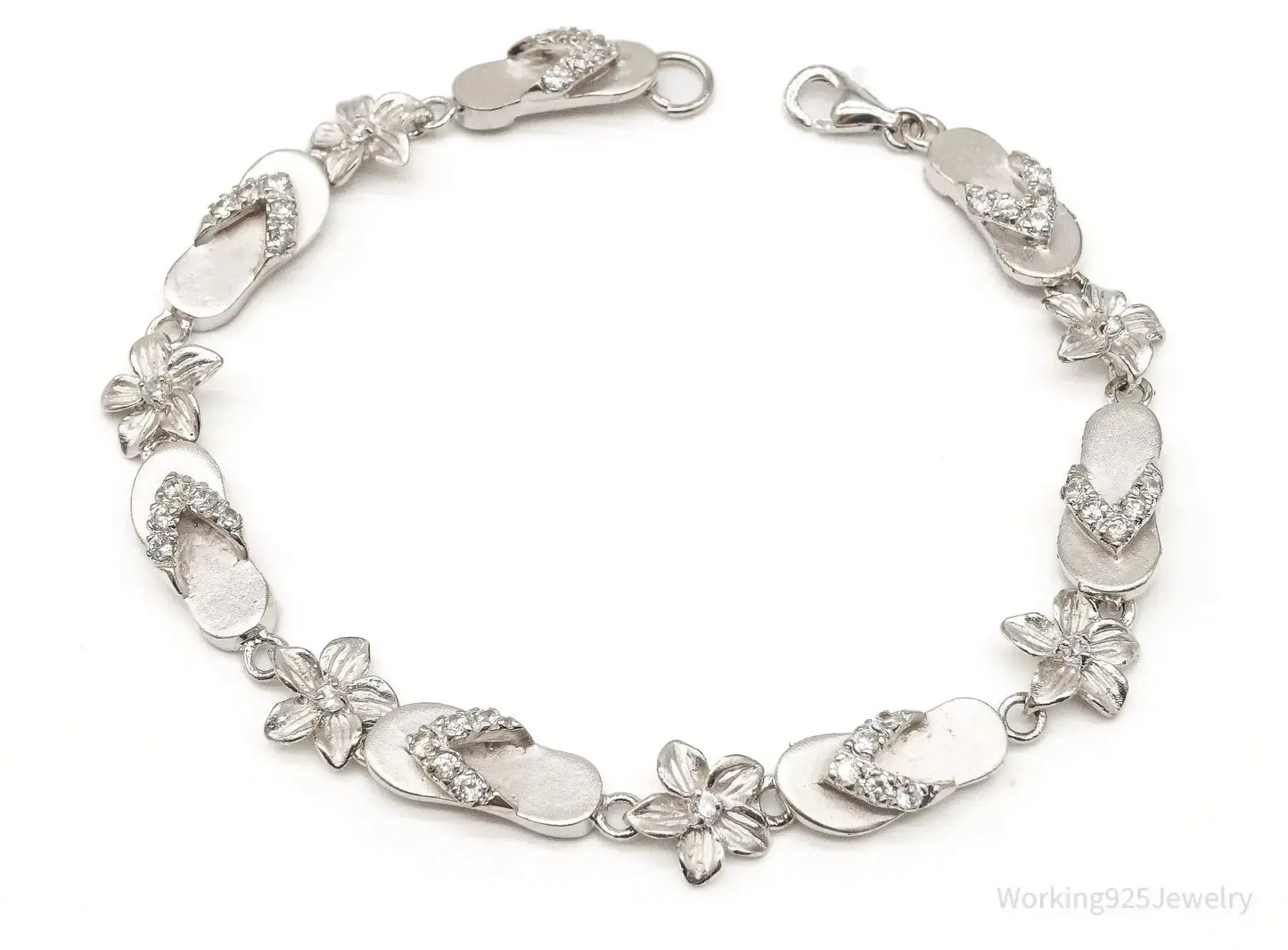 Vintage Cubic Zirconia Sterling Silver Bracelet - Plush Fashion Hub