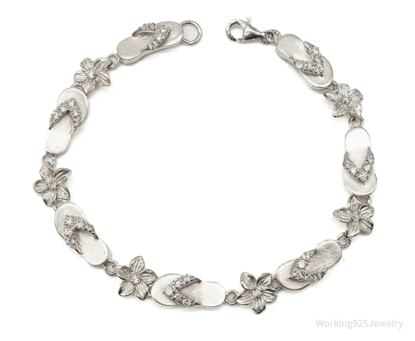 Vintage Cubic Zirconia Sterling Silver Bracelet - Plush Fashion Hub
