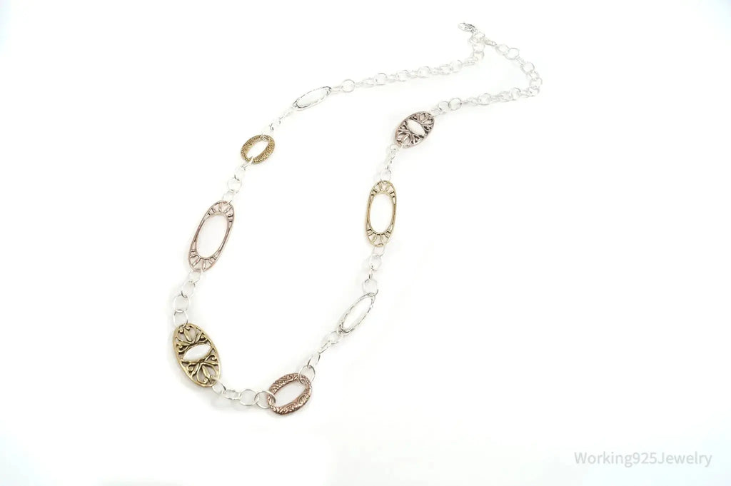 Vintage Carolyn Pollack Sterling Silver Necklace from the Relios Collection, featuring intricate silver design and craftsmanship.