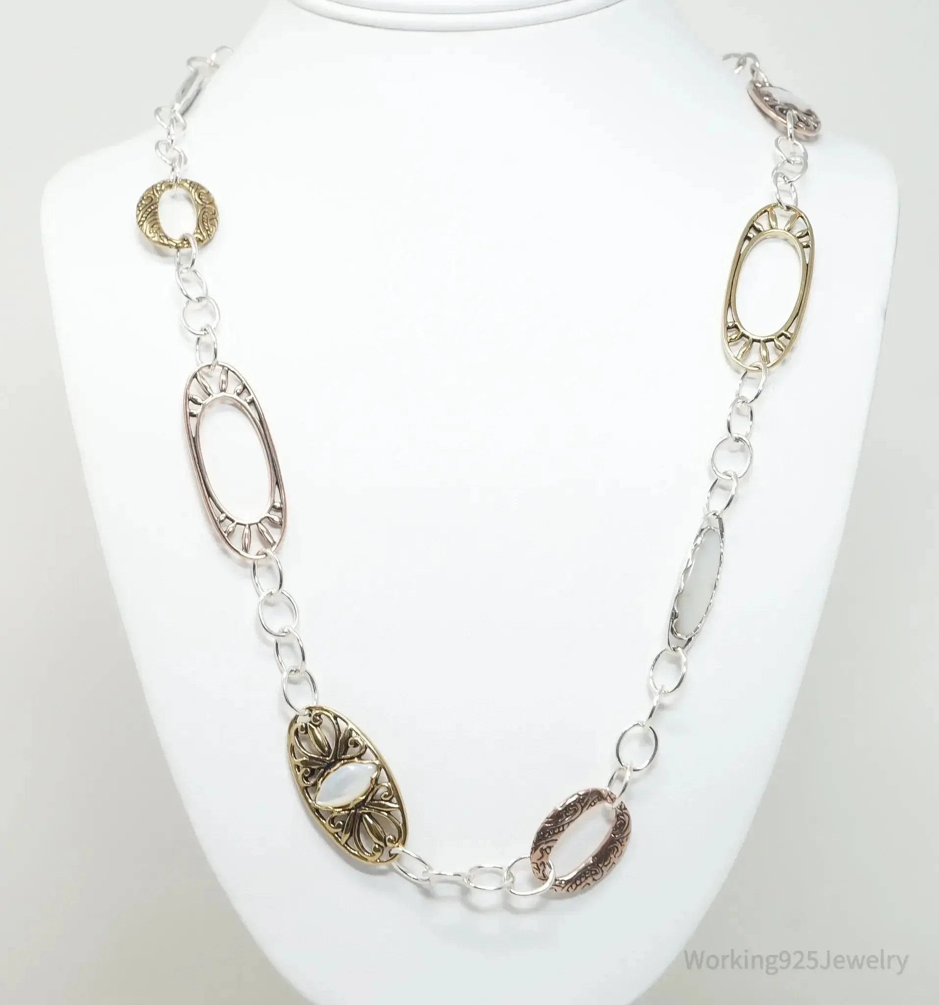 Vintage Carolyn Pollack Sterling Silver Necklace from the Relios Collection, featuring intricate silver design.