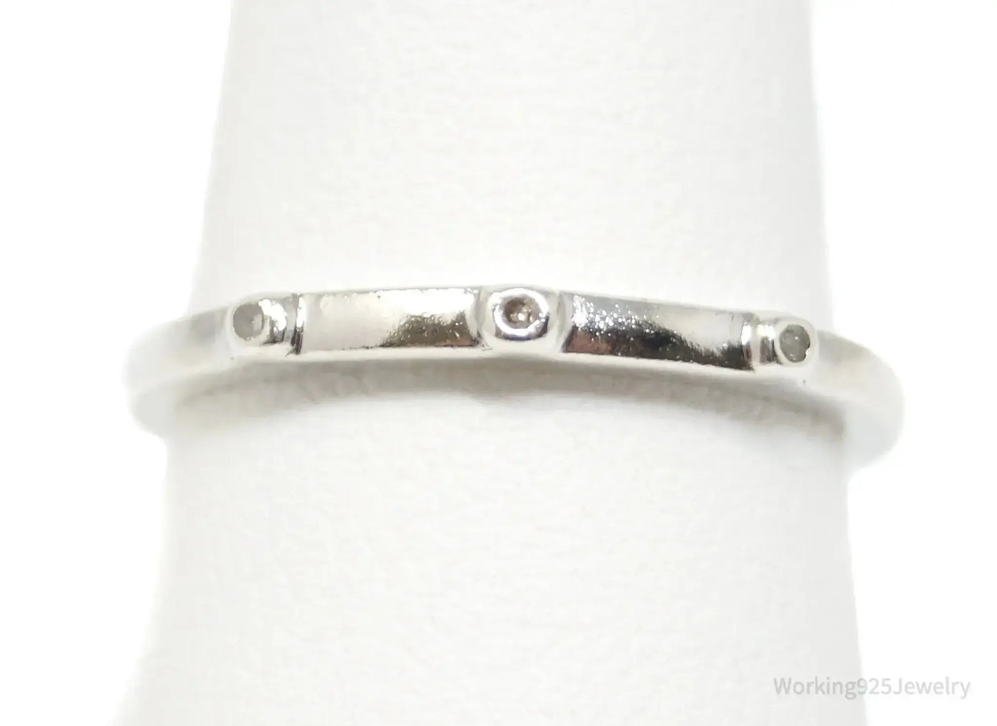 Vintage Designer Heng Ngai Diamond Sterling Silver Ring - Size 6.75 - Plush Fashion Hub