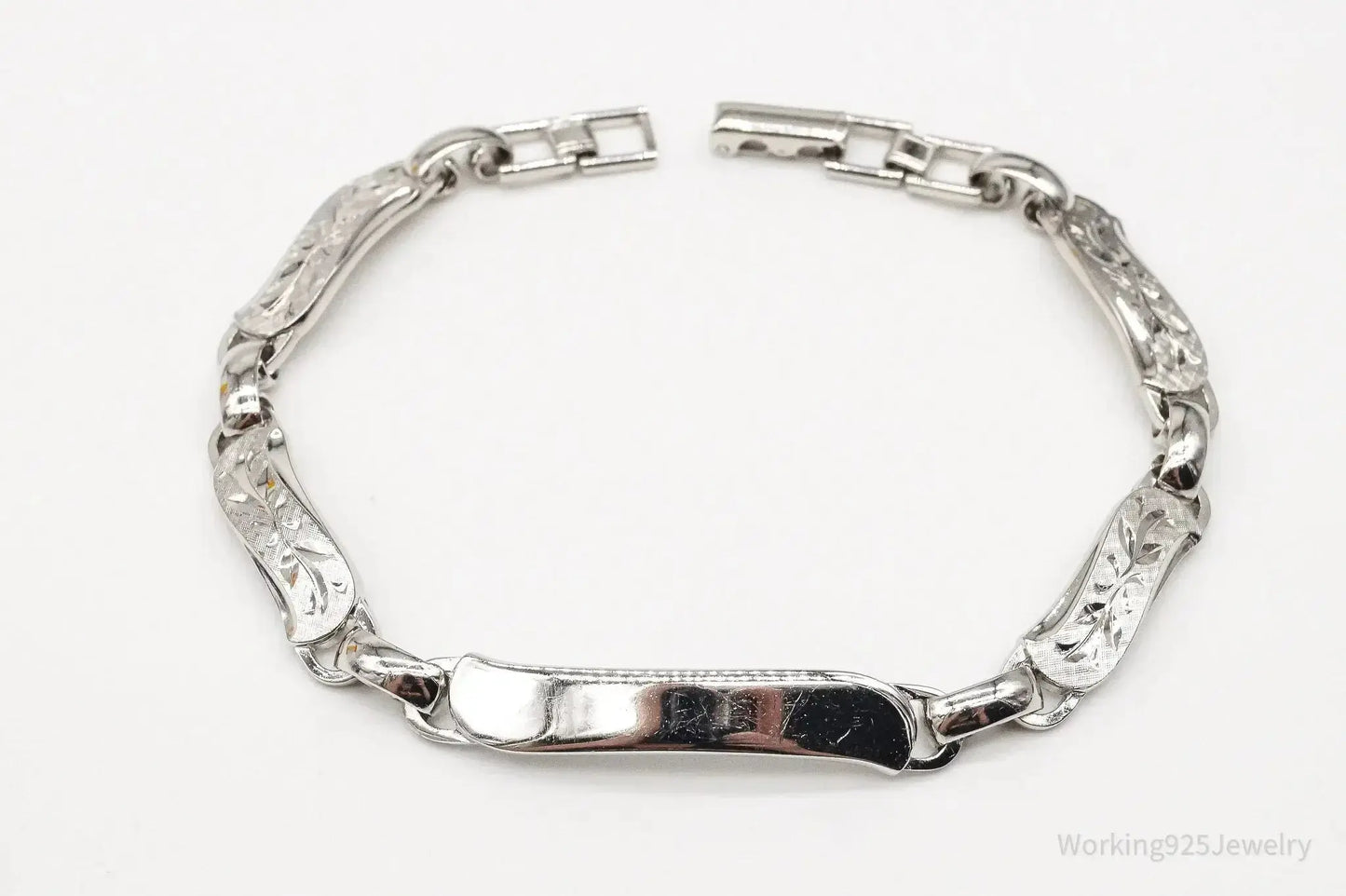 Vintage Designer LaMode Name ID Bar Sterling Silver Bracelet - Plush Fashion Hub