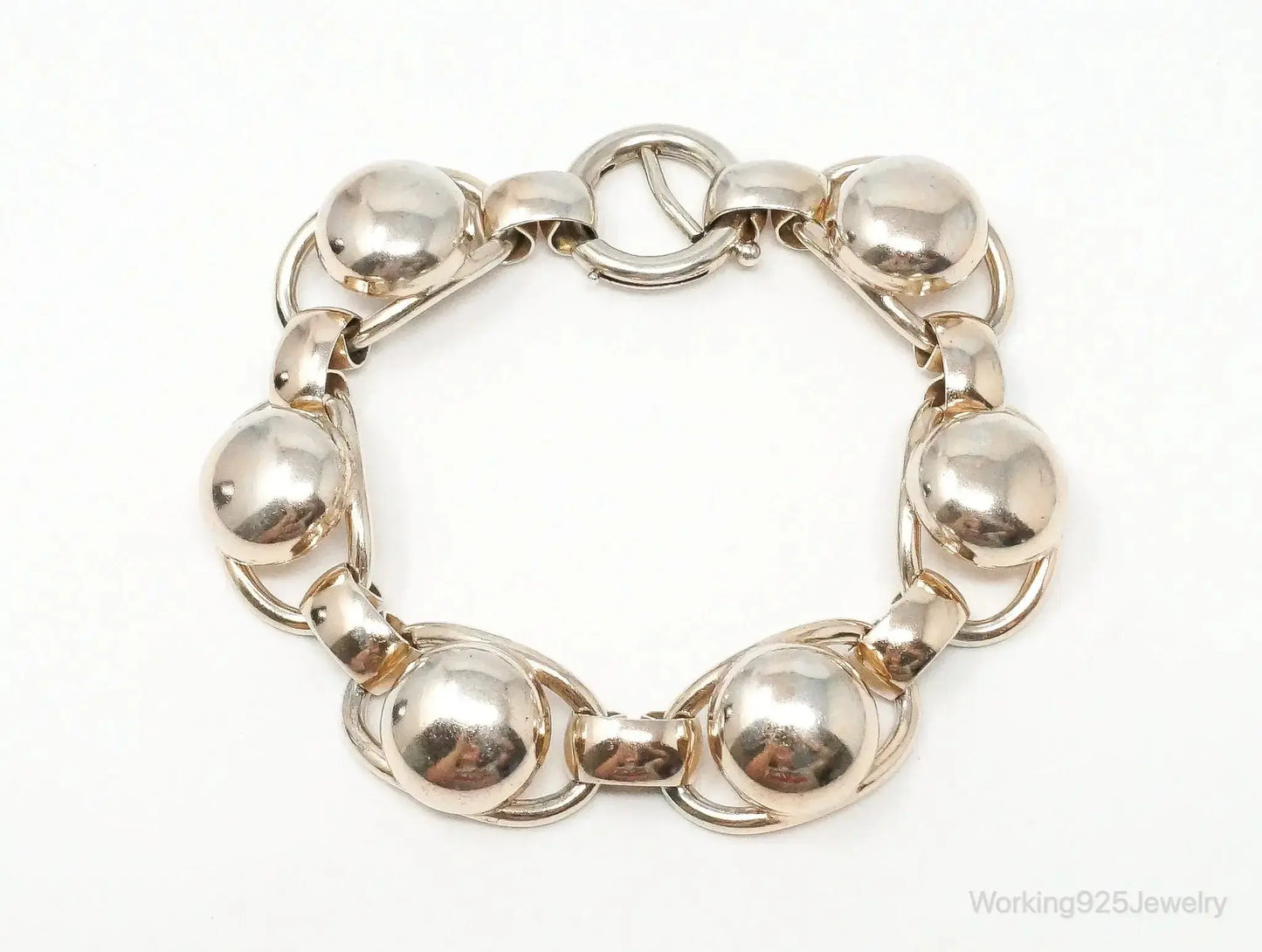 Vintage Designer Napier Modern Large Links Gold Tone Sterling Silver Bracelet - Plush Fashion Hub