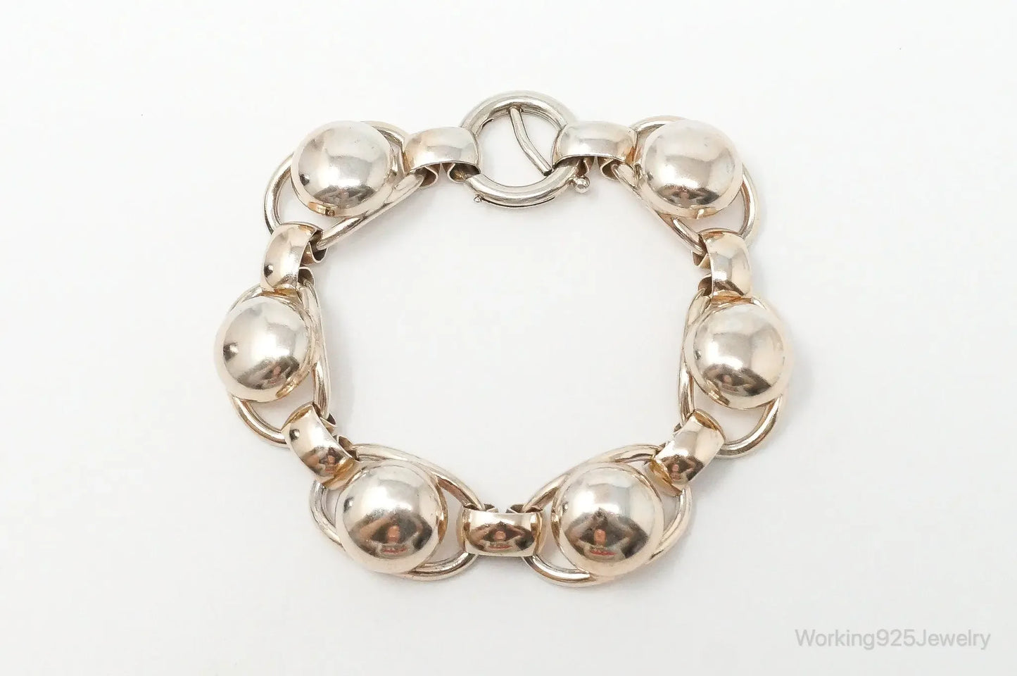 Vintage Designer Napier Modern Large Links Gold Tone Sterling Silver Bracelet - Plush Fashion Hub