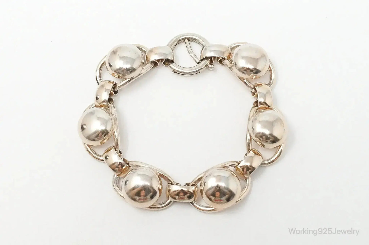 Vintage Designer Napier Modern Large Links Gold Tone Sterling Silver Bracelet - Plush Fashion Hub