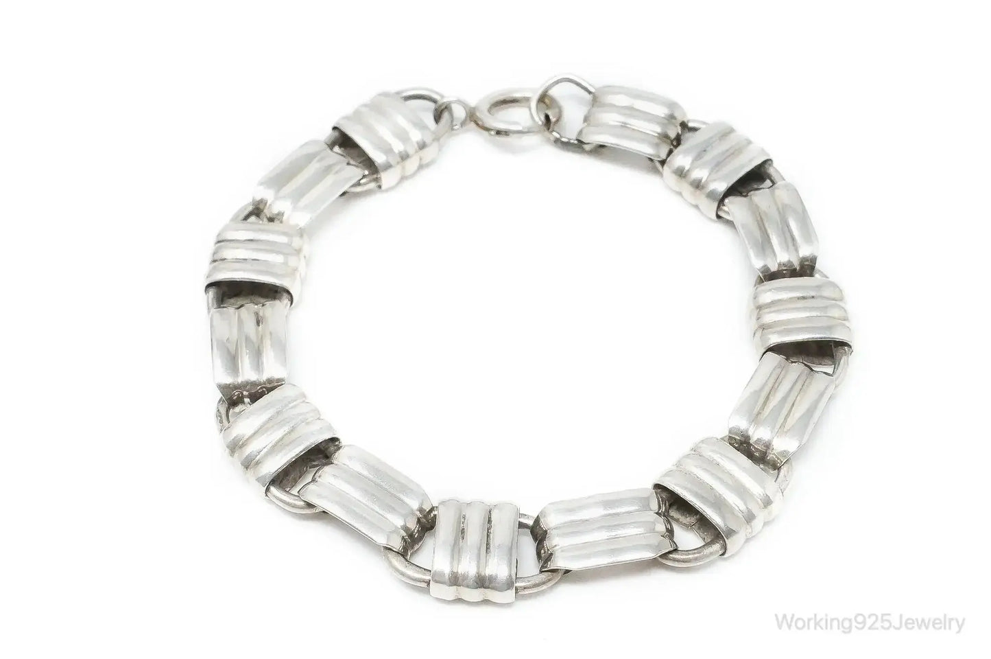 Vintage Designer Napier Modern Large Links Sterling Silver Bracelet - Plush Fashion Hub