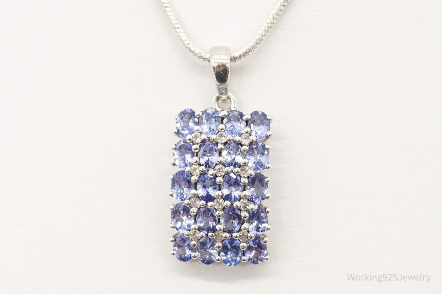 Vintage Designer TGGC Iolite Cubic Zirconia Sterling Silver Necklace - Plush Fashion Hub