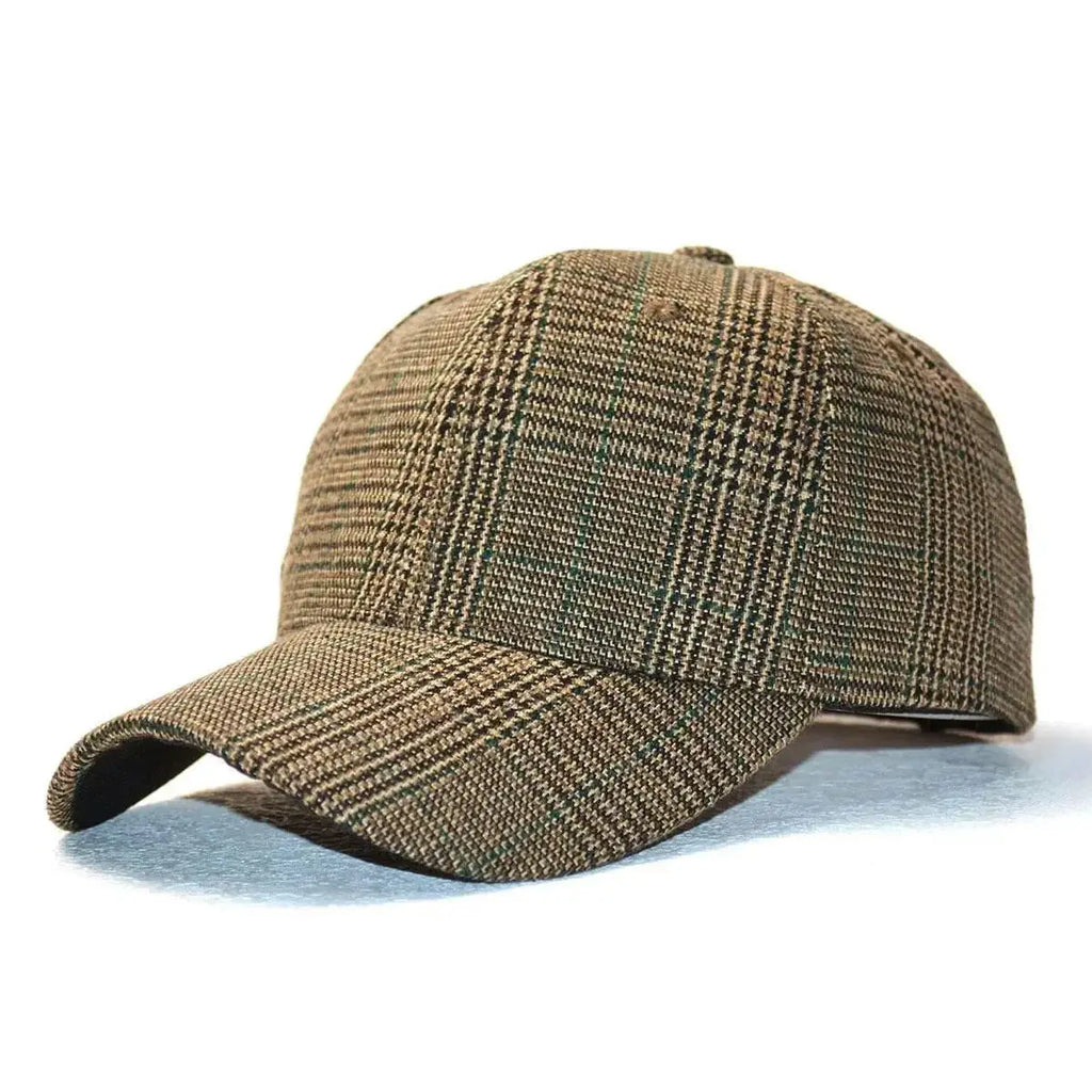 Vintage plaid baseball cap by Plush Fashion Hub featuring a classic heritage pattern and adjustable unisex design.