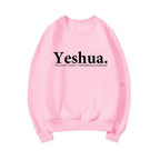 Vintage Yeshua Christian faith sweatshirt by Plush Fashion Hub, retro religious apparel with spiritual graphic design.
