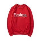 Vintage Yeshua Christian faith sweatshirt by Plush Fashion Hub, retro religious apparel with faith-themed design.