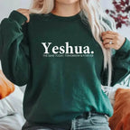 Vintage Yeshua Christian faith sweatshirt by Plush Fashion Hub featuring retro religious design and comfortable sweatshirt style.